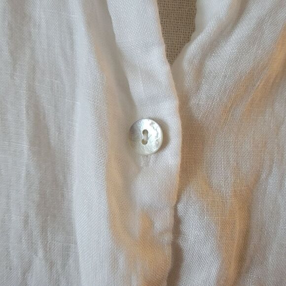 J. Jill Button Up Linen Top with Embroidery. Size L. - Picture 6 of 10